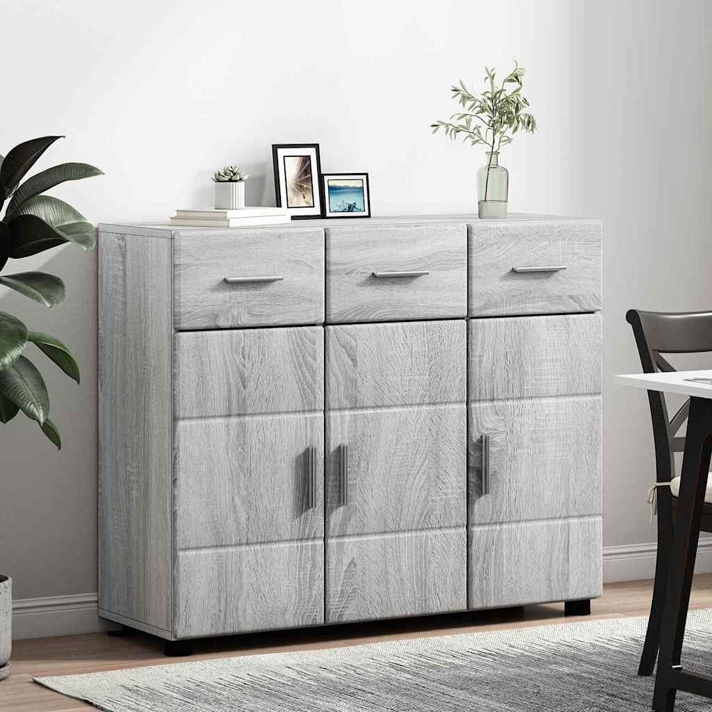 Sideboard mit Regal FLORIN Graues Sonoma 88,5 x 30,5 x 73 cm