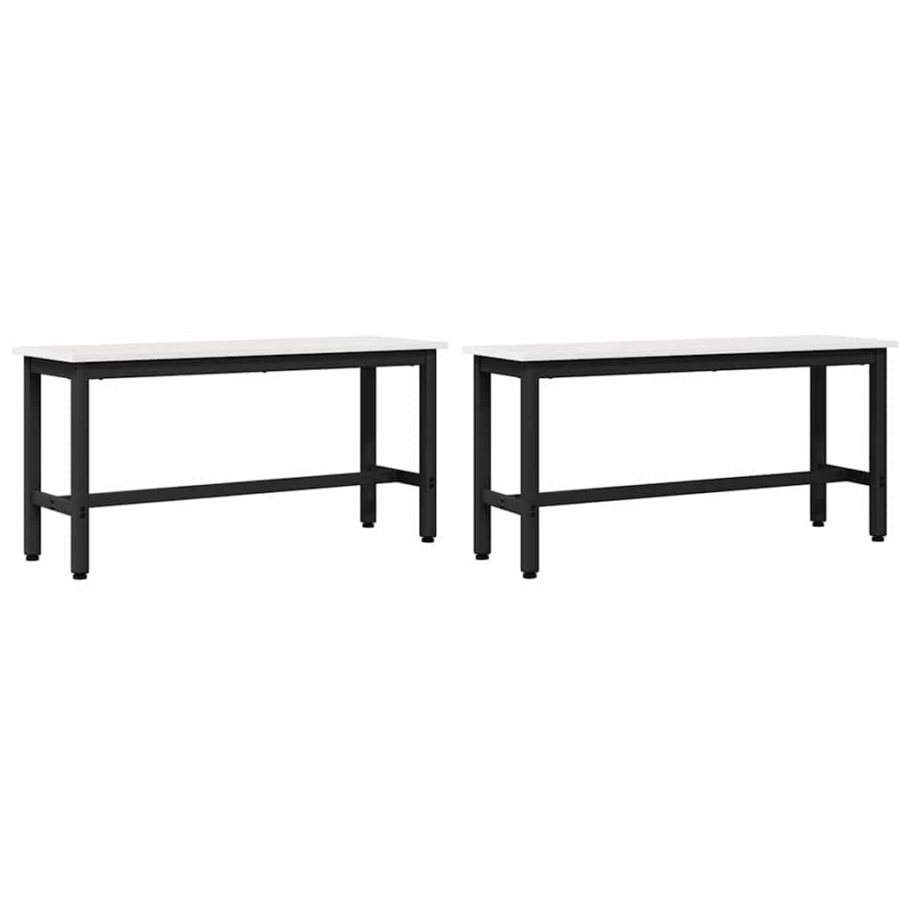 Esstischbank 2 pcs Weiß 100 x 32,5 x 49 cm Massives Kiefernholz