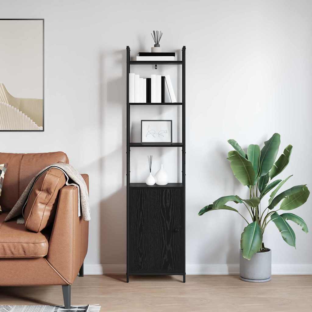 Bücherregal Schwarz Eichen-Optik 40 x 24 x 161 cm Holzwerkstoff