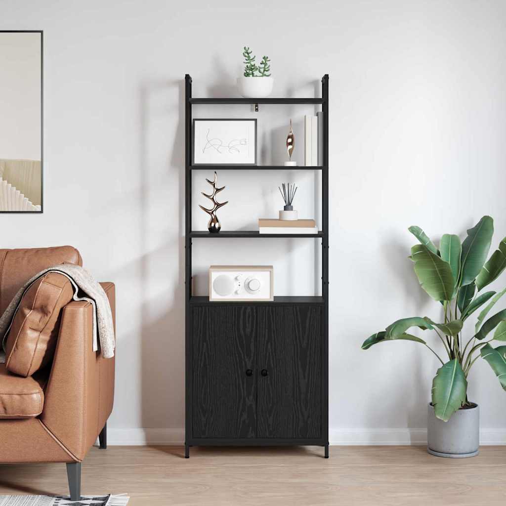 Bücherregal Schwarz Eichen-Optik 60 x 24 x 161 cm Holzwerkstoff