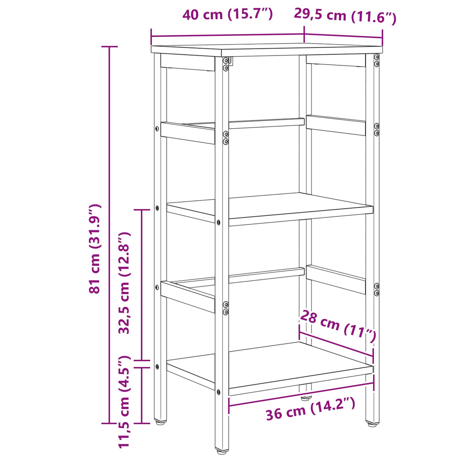 Bücherregal Graues Sonoma 40 x 29,5 x 81 cm Holzwerkstoff