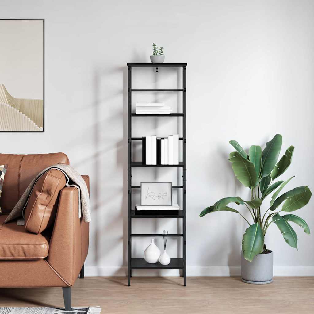 Bücherregal Schwarz Eichen-Optik 40 x 29,5 x 149 cm