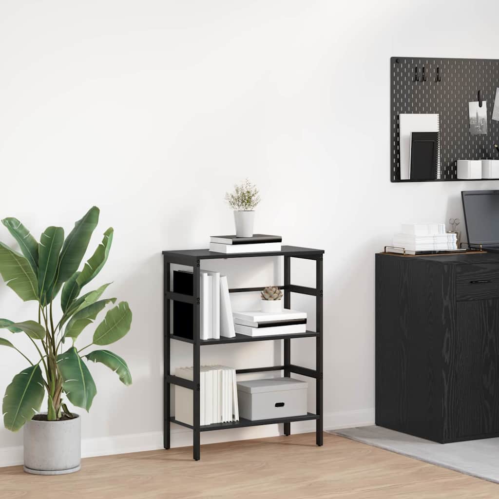 Bücherregal Schwarz Eichen-Optik 60 x 29,5 x 81 cm