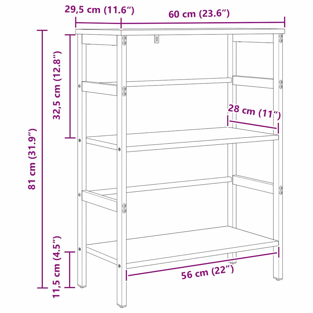 Bücherregal Sonoma-Eiche 60 x 29,5 x 81 cm Holzwerkstoff