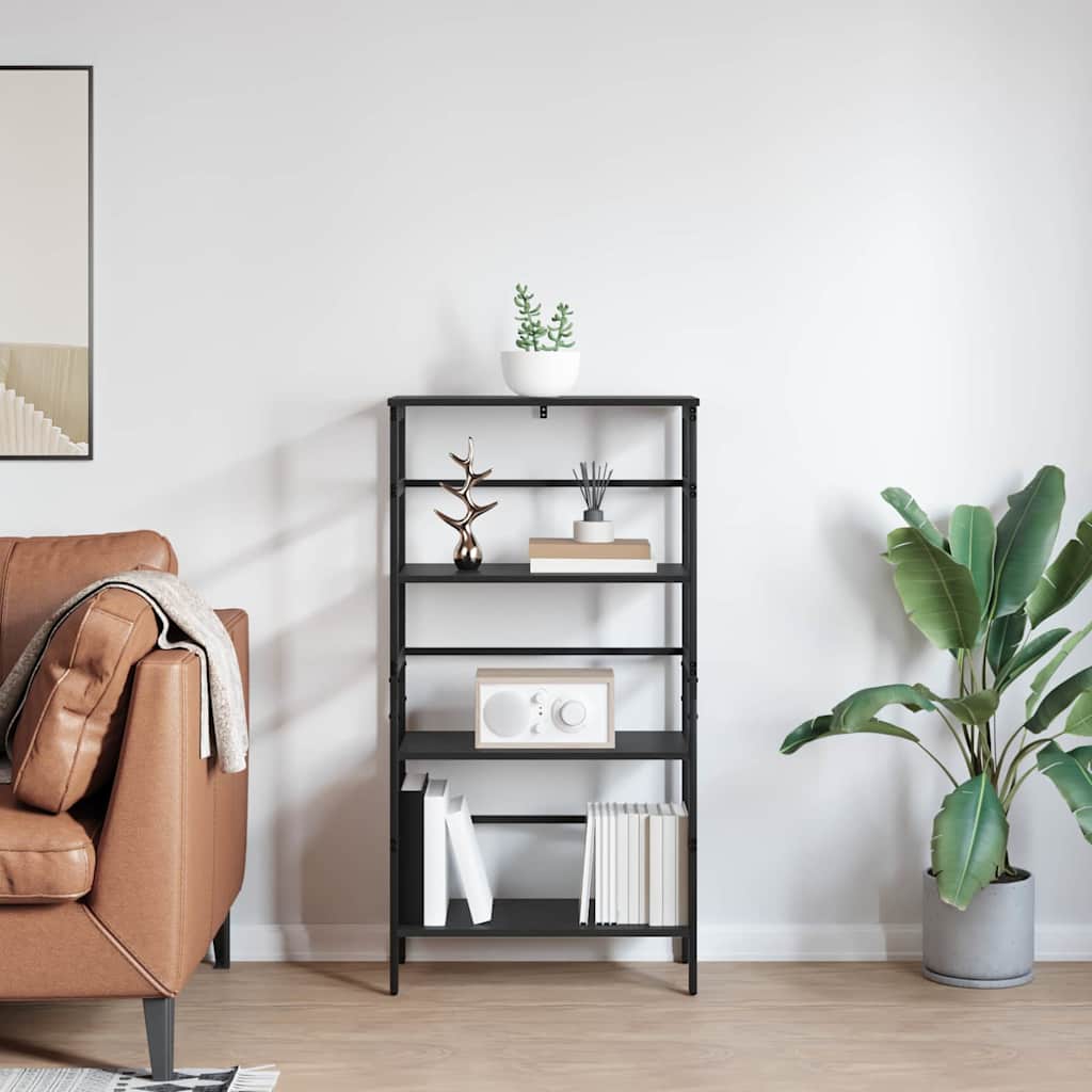 Bücherregal Schwarz Eichen-Optik 60 x 29,5 x 115 cm