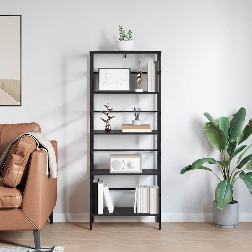 Bücherregal Schwarz Eichen-Optik 60 x 29,5 x 149 cm