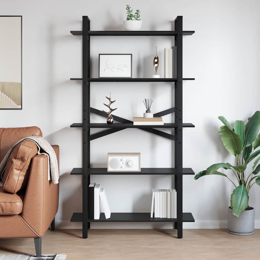Bücherregal Schwarz Eichen-Optik 100 x 33,5 x 178 cm