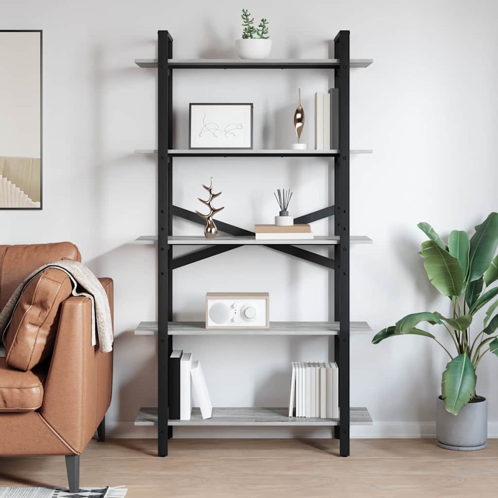 Bücherregal Graues Sonoma 100 x 33,5 x 178 cm Holzwerkstoff