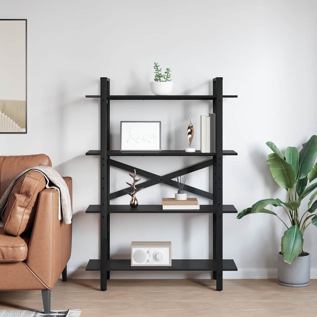 Bücherregal Schwarz Eichen-Optik 100 x 33,5 x 140 cm