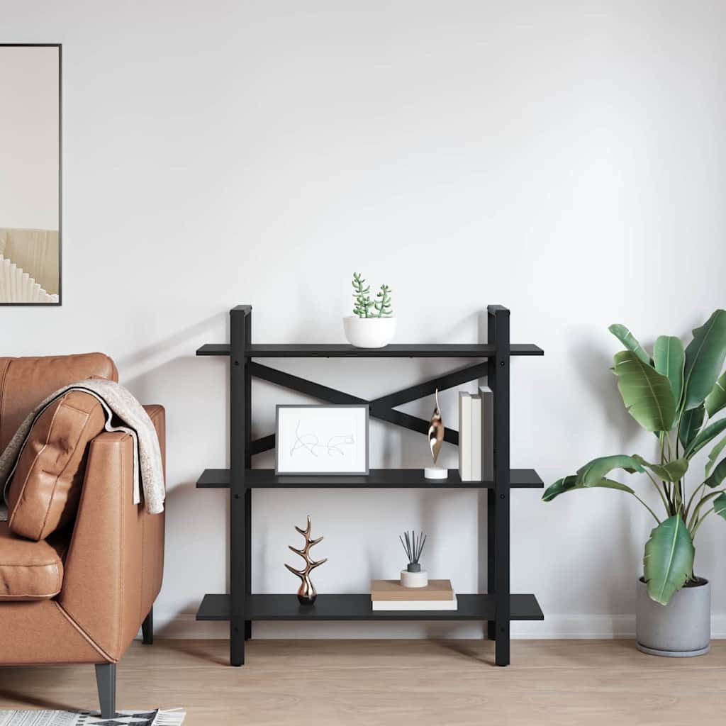 Bücherregal Schwarz Eichen-Optik 100 x 33,5 x 102 cm