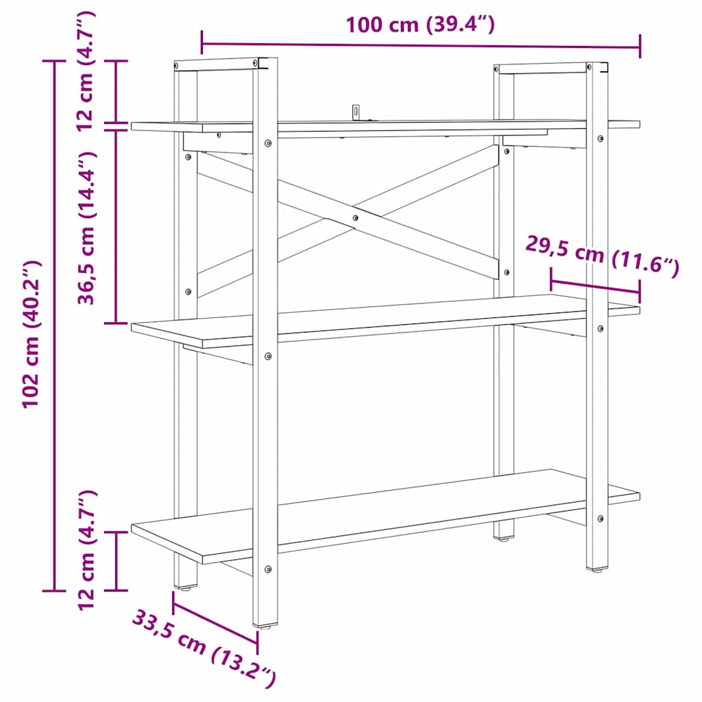 Bücherregal Artisan-Eiche 100 x 33,5 x 102 cm Holzwerkstoff