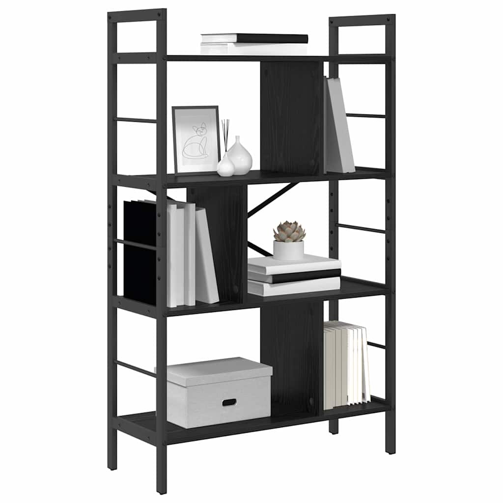 Bücherregal Schwarz Eichen-Optik 75 x 30 x 123,5 cm