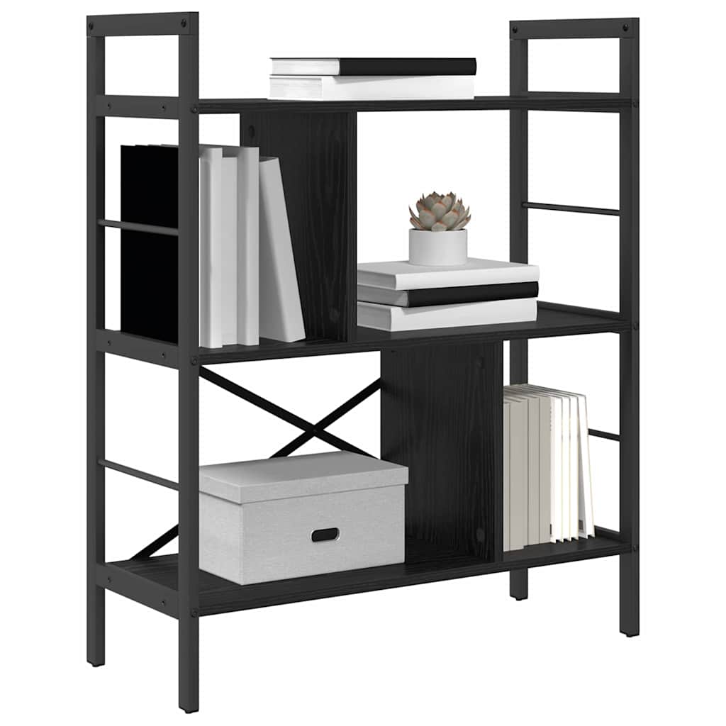 Bücherregal Schwarz Eichen-Optik 75 x 30 x 91 cm Holzwerkstoff
