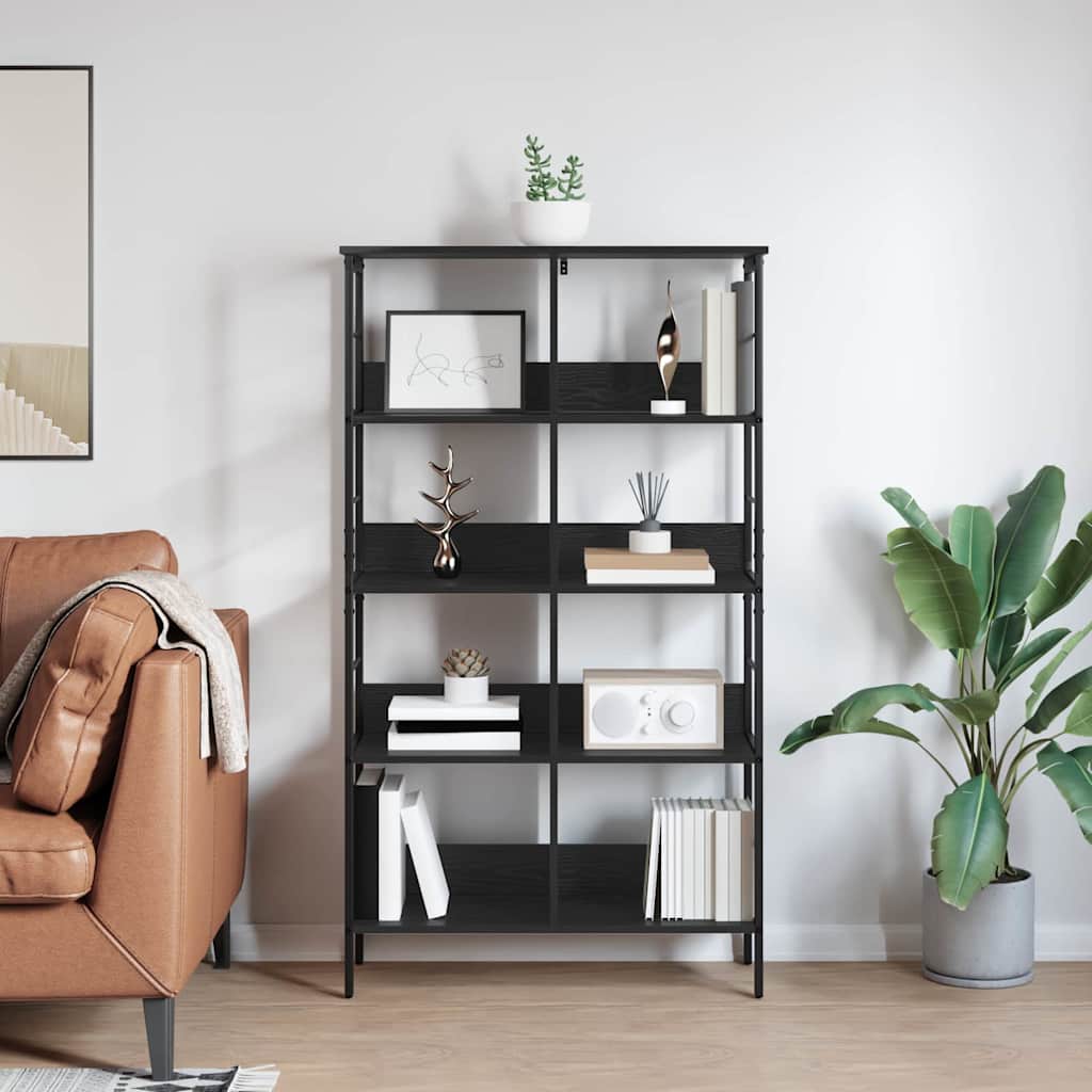 Bücherregal Schwarz Eichen-Optik 82 x 32 x 144,5 cm