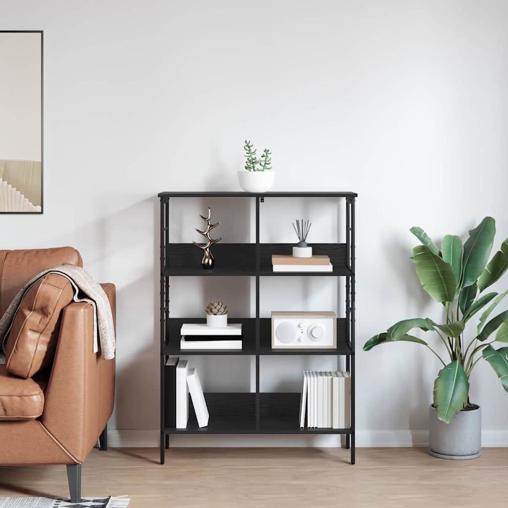 Bücherregal Schwarz Eichen-Optik 82 x 32 x 112 cm Holzwerkstoff