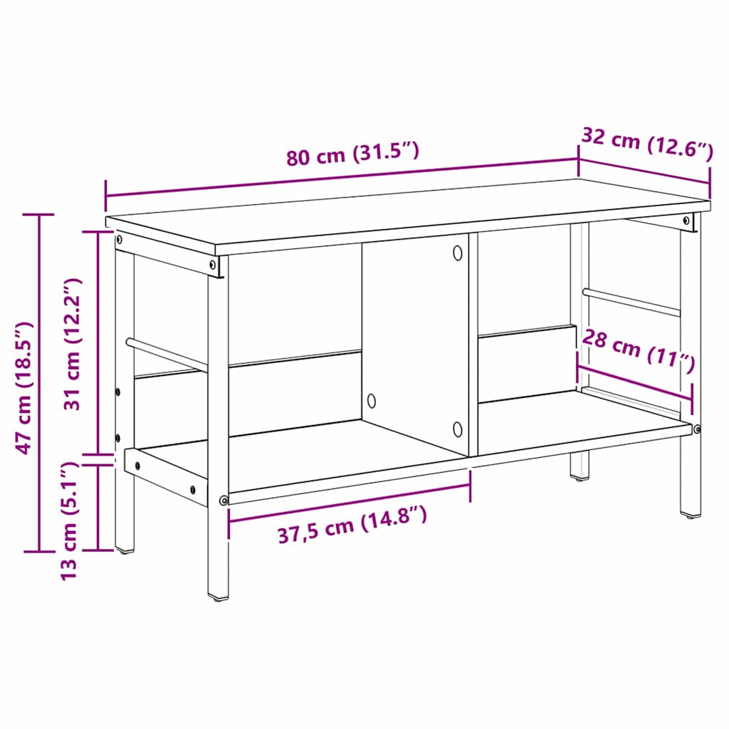 Bücherregal Schwarz Eichen-Optik 82 x 32 x 47 cm Holzwerkstoff