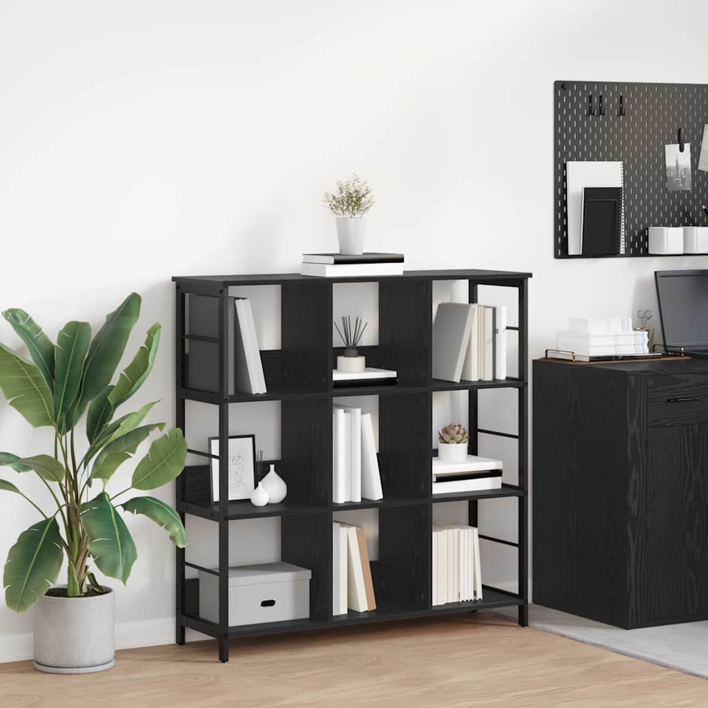 Bücherregal Schwarz Eichen-Optik 102 x 32 x 104,5 cm