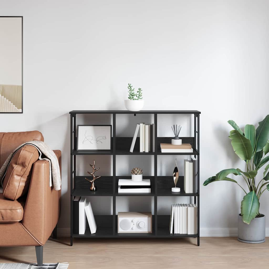 Bücherregal Schwarz Eichen-Optik 102 x 32 x 104,5 cm