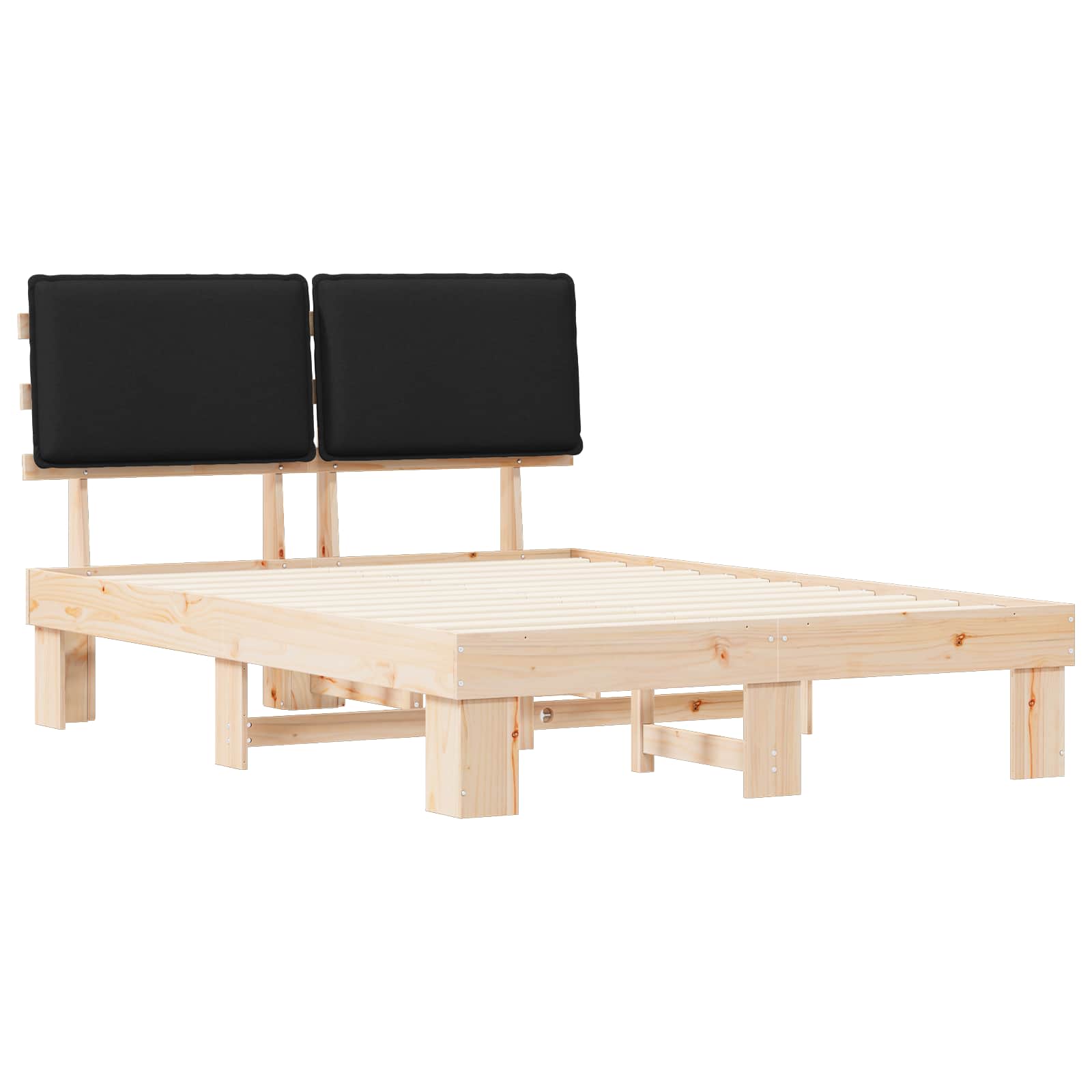 Bettgestell mit gepolstertem Kopfteil Schwarz 160 x 200 cm