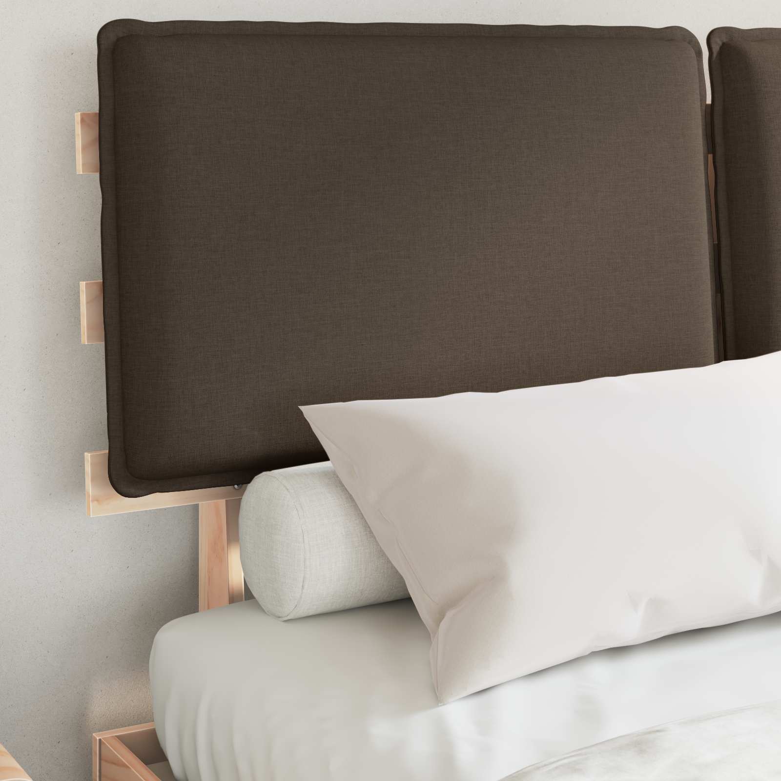 Bettgestell mit gepolstertem Kopfteil Taupe 140 x 200 cm