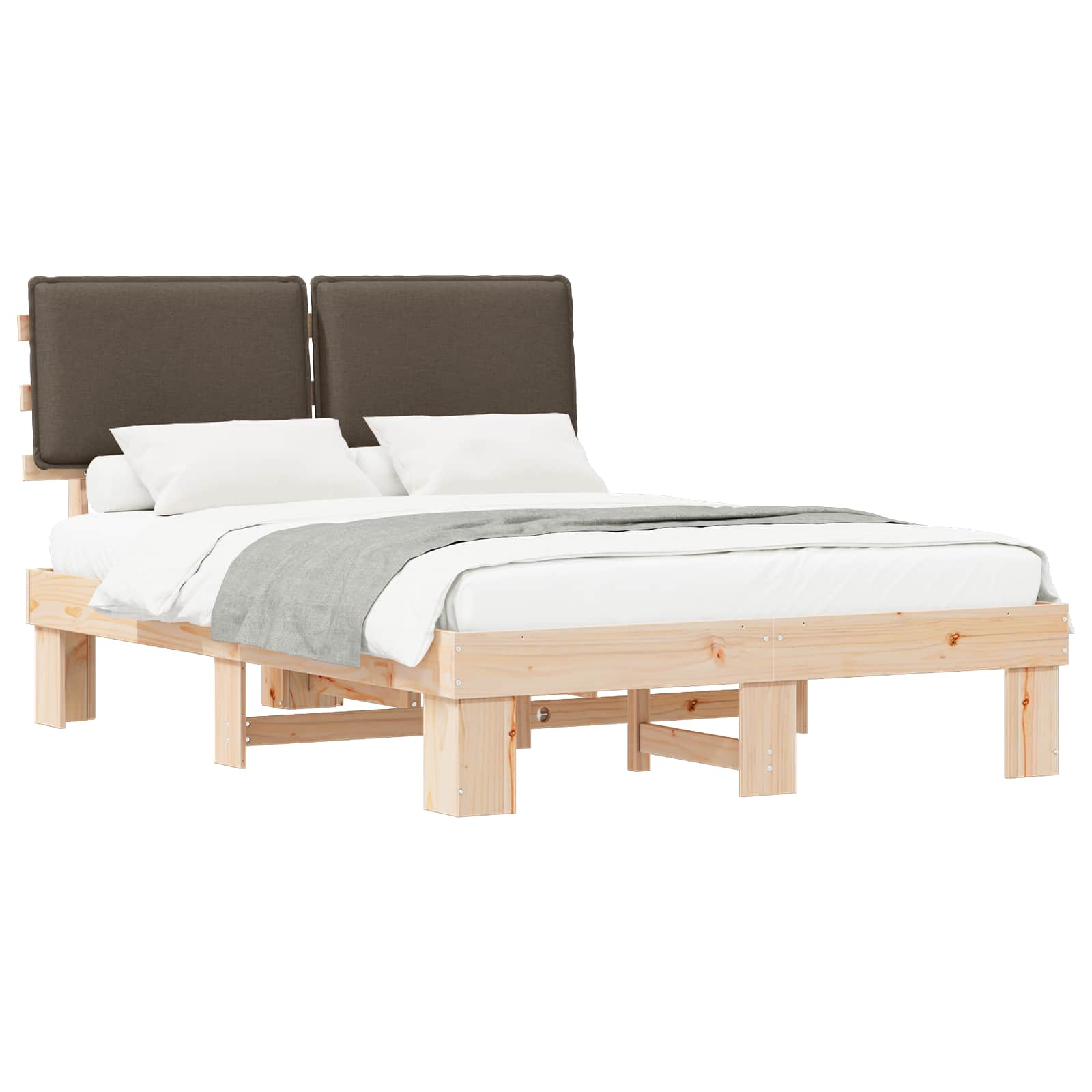 Bettgestell mit gepolstertem Kopfteil Taupe 140 x 190 cm