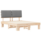 Bettgestell mit gepolstertem Kopfteil Hellgrau 135 x 190 cm