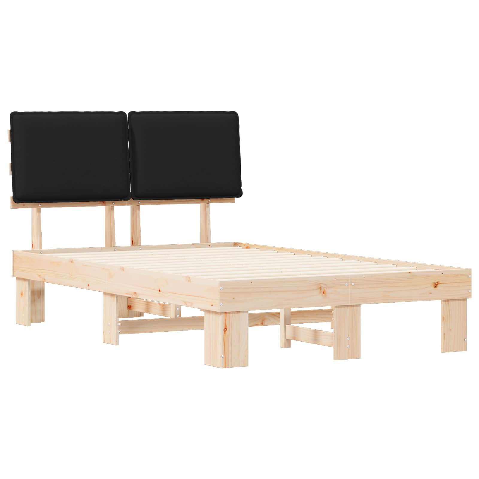 Bettgestell mit gepolstertem Kopfteil Schwarz 120 x 190 cm