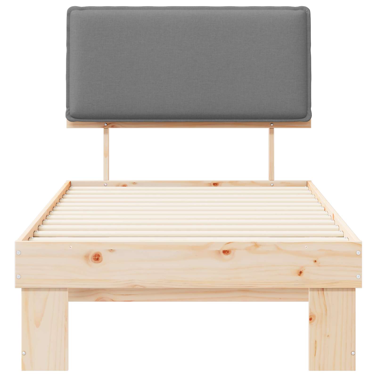 Bettgestell mit gepolstertem Kopfteil Hellgrau 75 x 190 cm