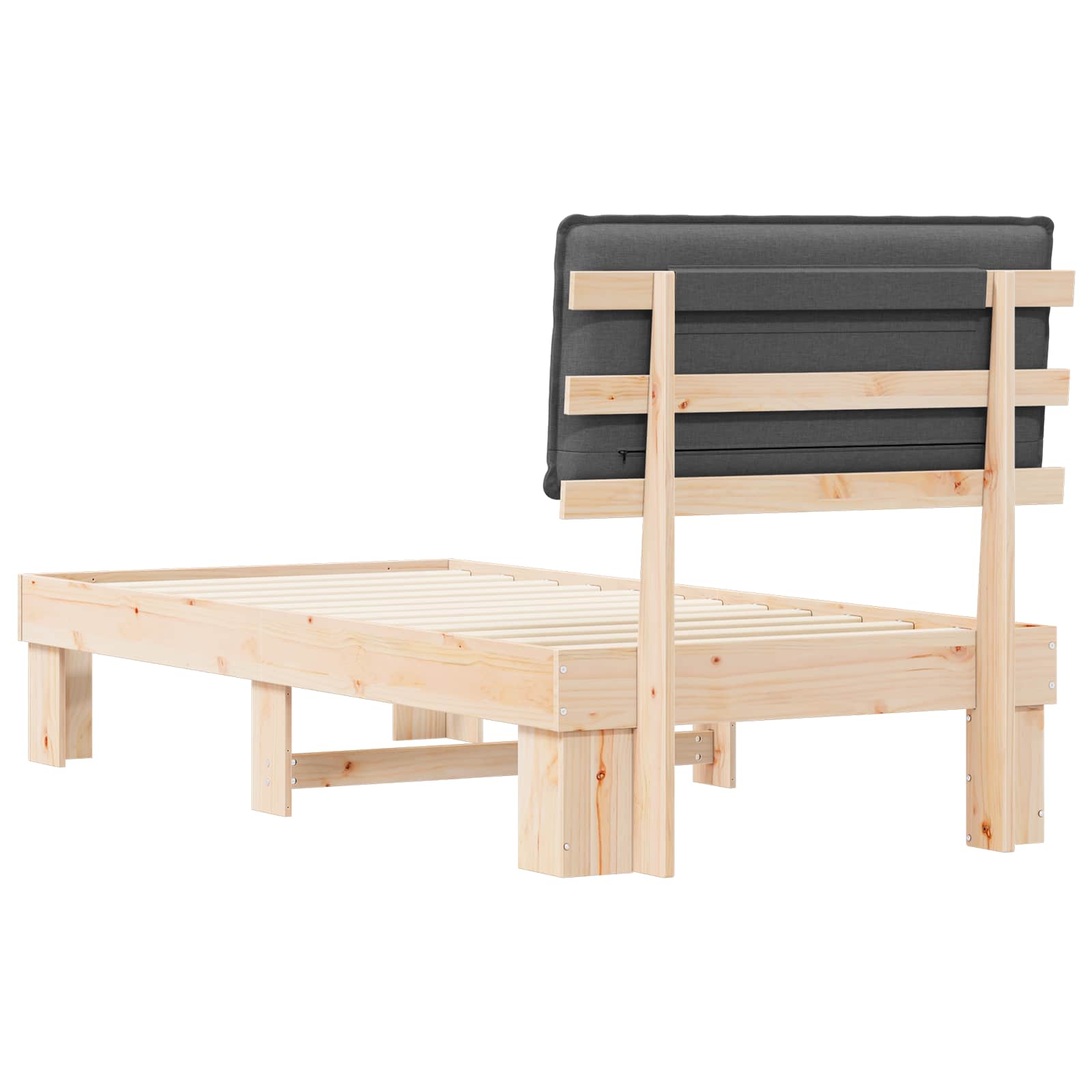 Bettgestell mit gepolstertem Kopfteil Dunkelgrau 75 x 190 cm