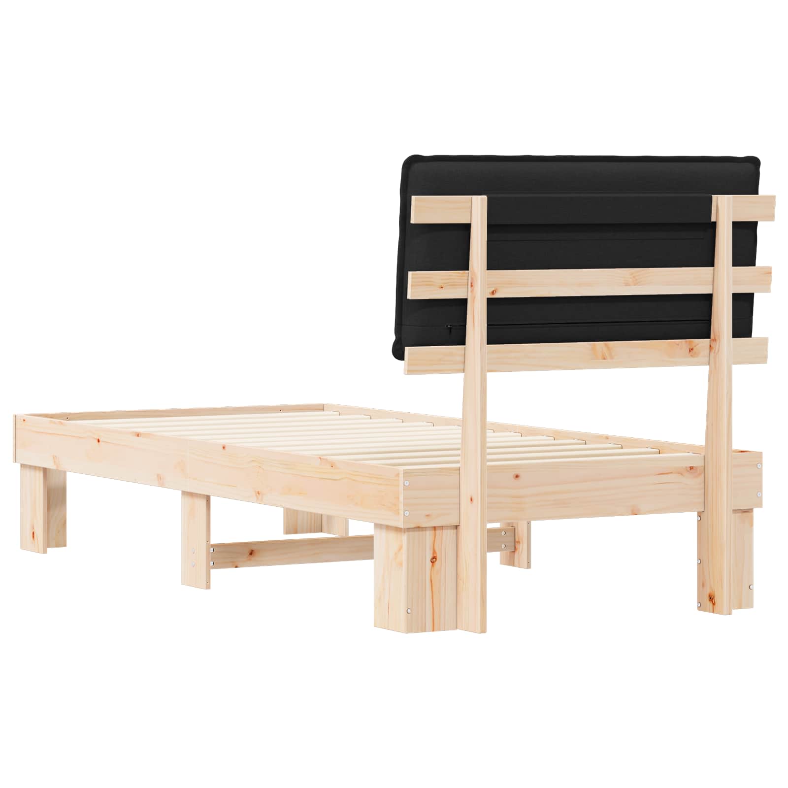 Bettgestell mit gepolstertem Kopfteil Schwarz 75 x 190 cm