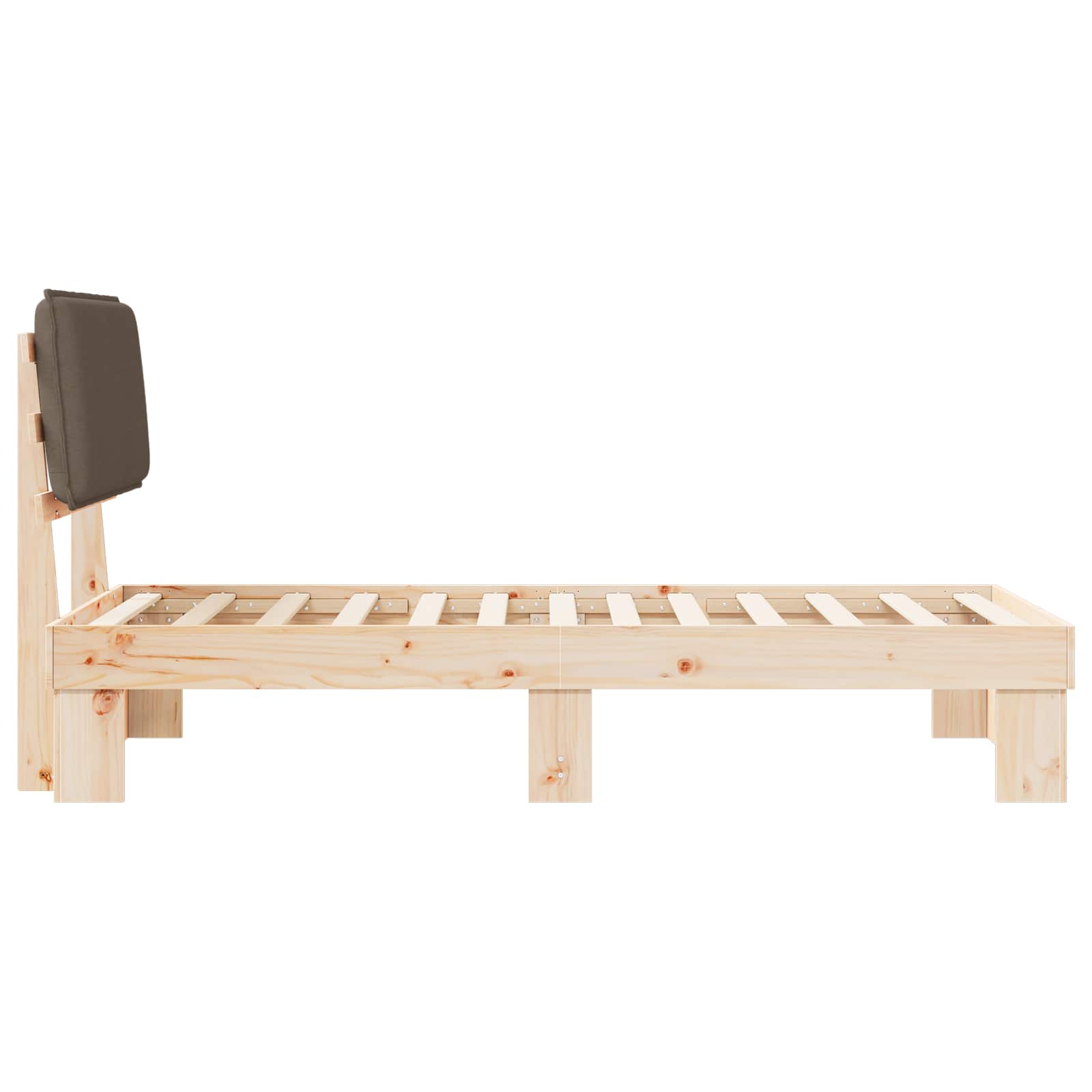 Bettgestell mit gepolstertem Kopfteil Taupe 75 x 190 cm