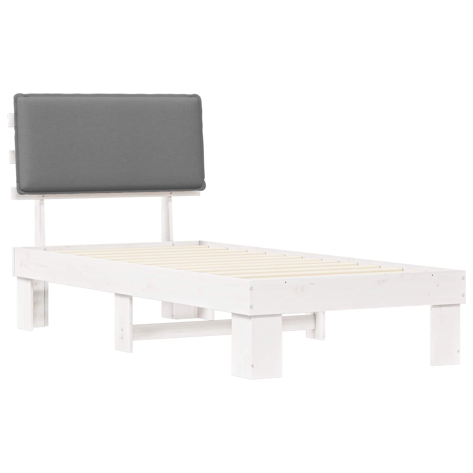 Bettgestell mit gepolstertem Kopfteil Hellgrau 75 x 190 cm