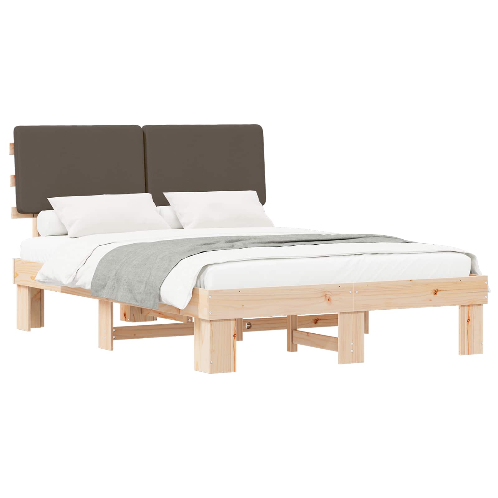 Bettgestell mit gepolstertem Kopfteil Taupe 160 x 200 cm