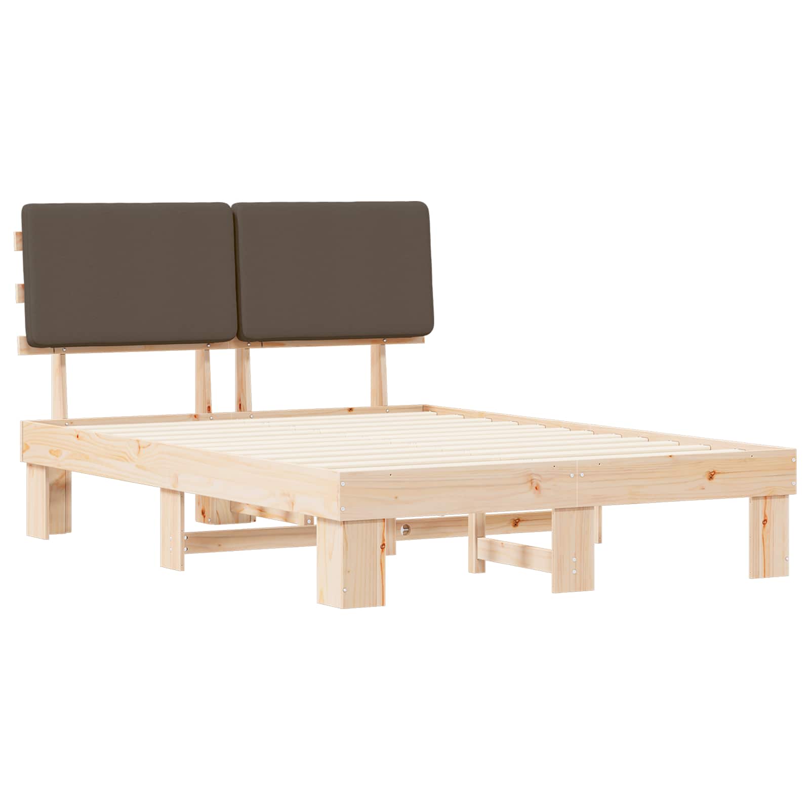 Bettgestell mit gepolstertem Kopfteil Taupe 160 x 200 cm