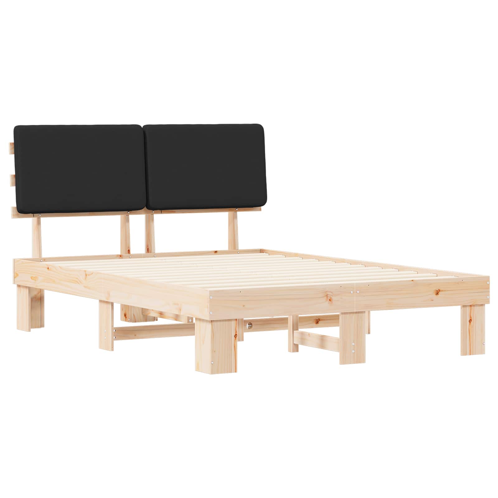 Bettgestell mit gepolstertem Kopfteil Schwarz 140 x 190 cm