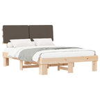 Bettgestell mit gepolstertem Kopfteil Taupe 140 x 190 cm