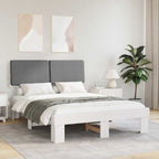 Bettgestell mit gepolstertem Kopfteil Hellgrau 140 x 190 cm