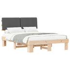 Bettgestell mit gepolstertem Kopfteil Dunkelgrau 135 x 190 cm