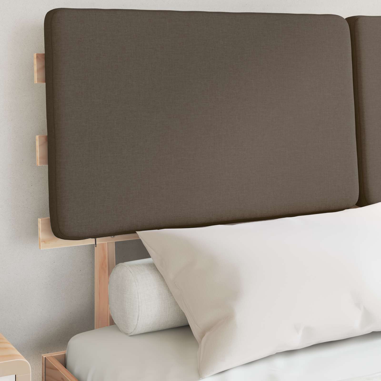 Bettgestell mit gepolstertem Kopfteil Taupe 135 x 190 cm