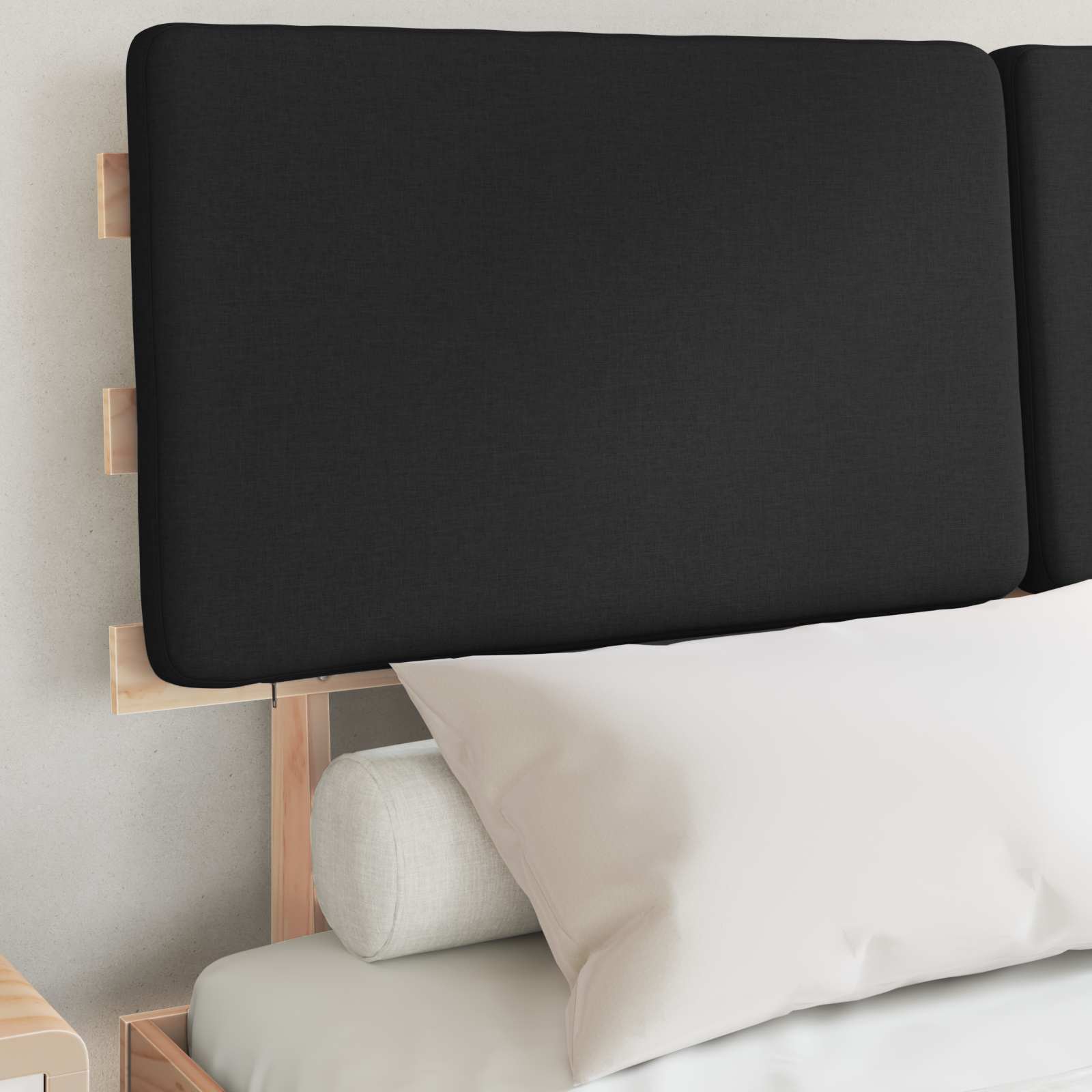Bettgestell mit gepolstertem Kopfteil Schwarz 120 x 190 cm