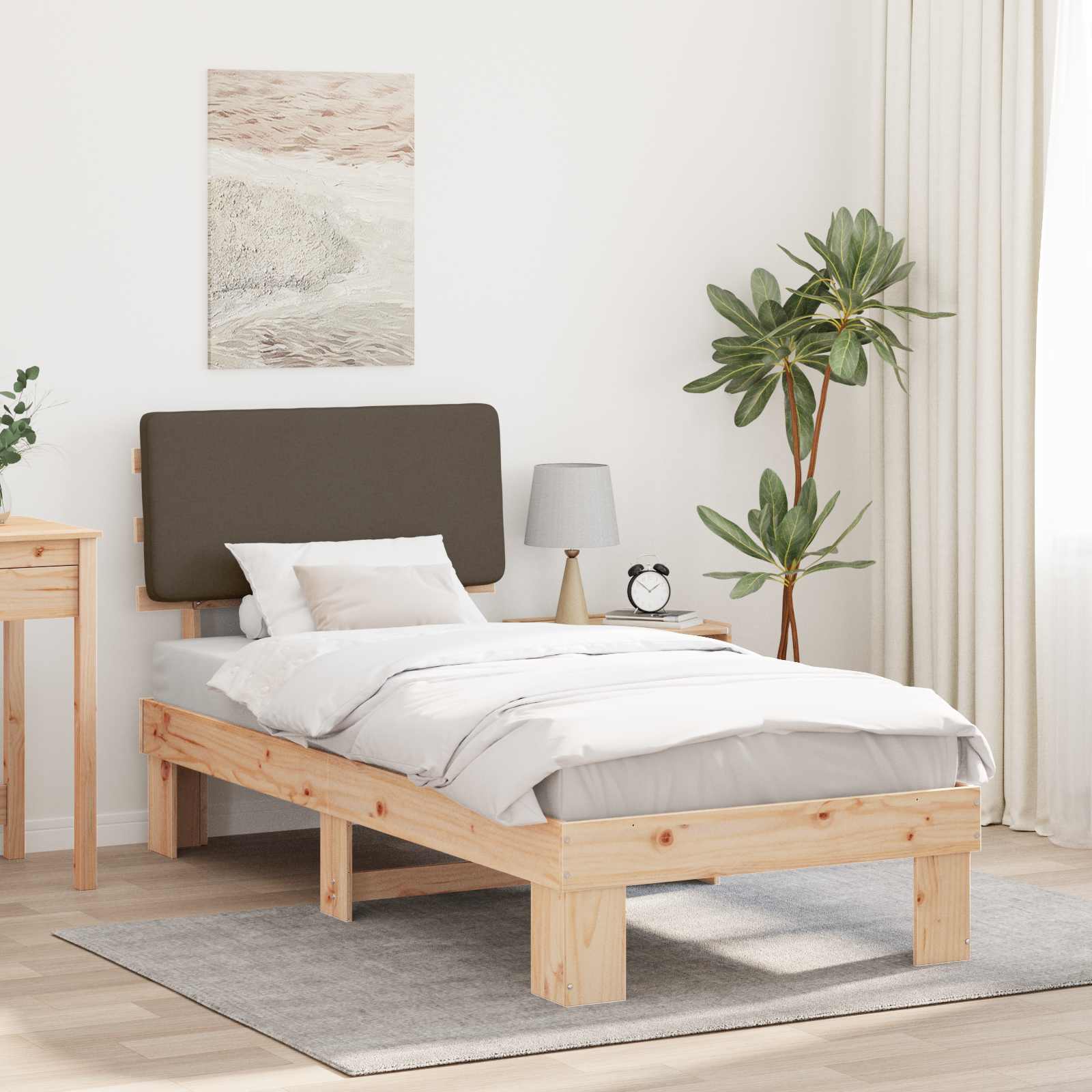 Bettgestell mit gepolstertem Kopfteil Taupe 100 x 200 cm