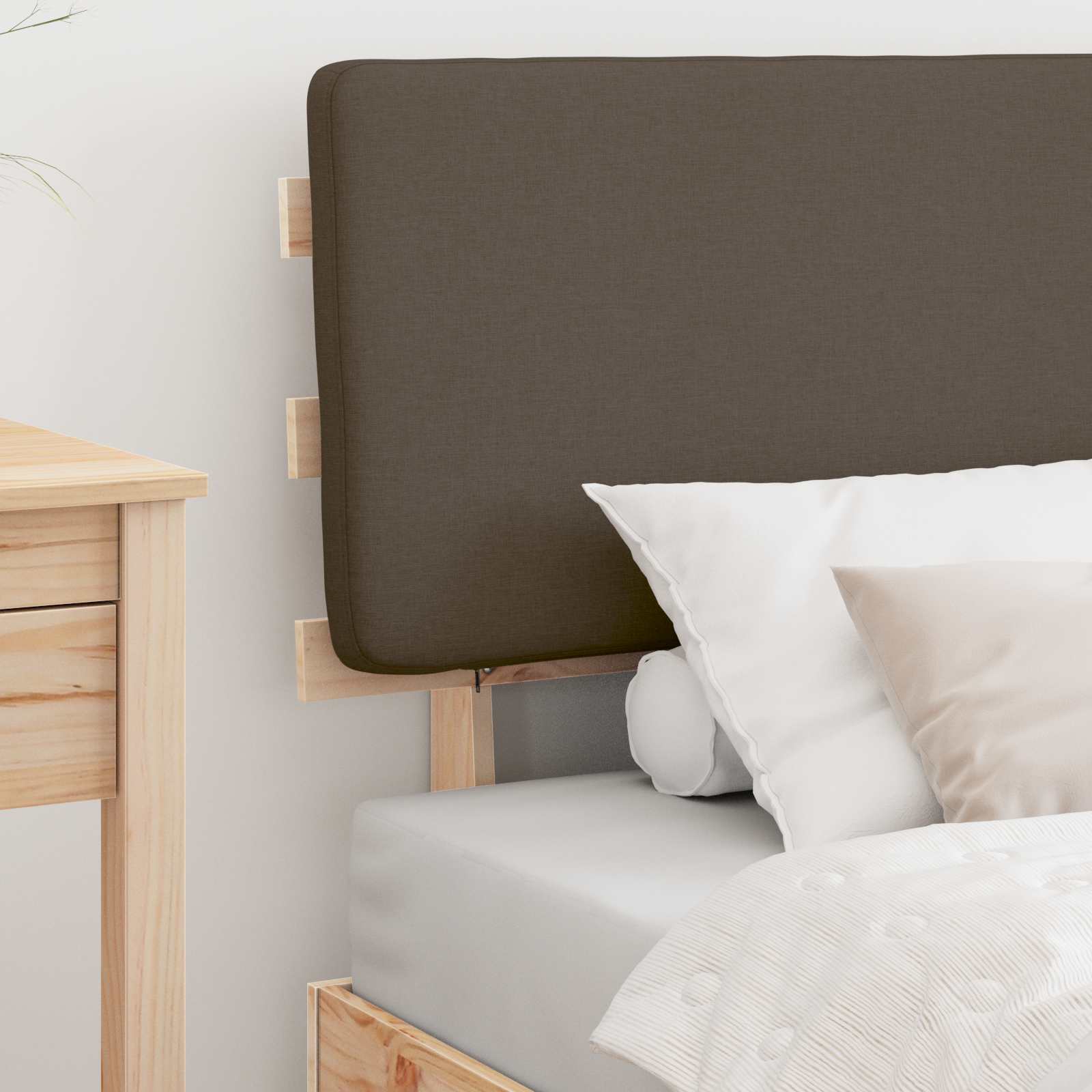 Bettgestell mit gepolstertem Kopfteil Taupe 80 x 200 cm