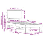 Bettgestell mit gepolstertem Kopfteil Hellgrau 80 x 200 cm