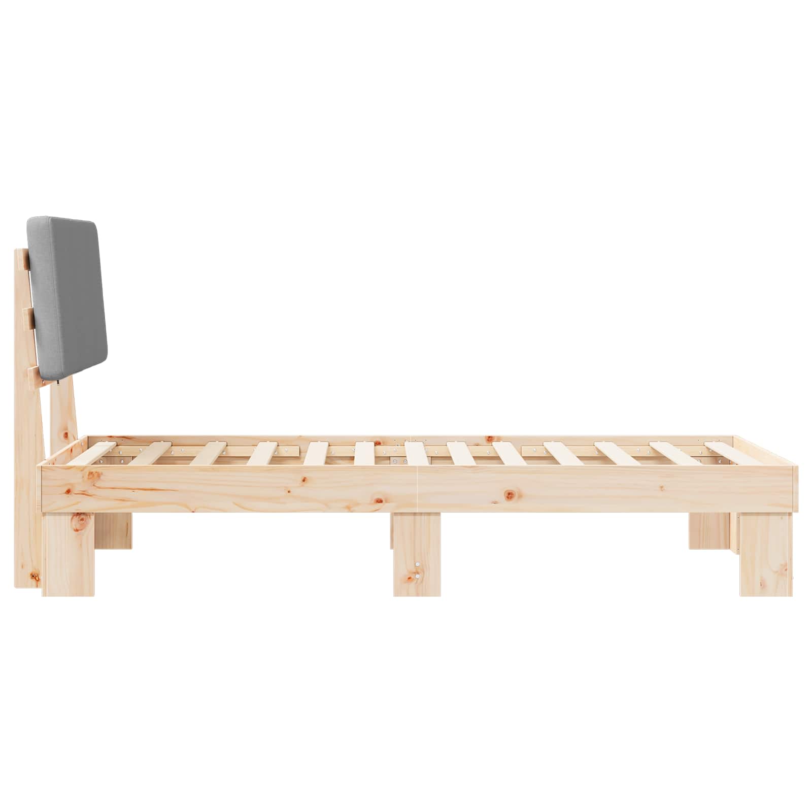 Bettgestell mit gepolstertem Kopfteil Hellgrau 90 x 190 cm