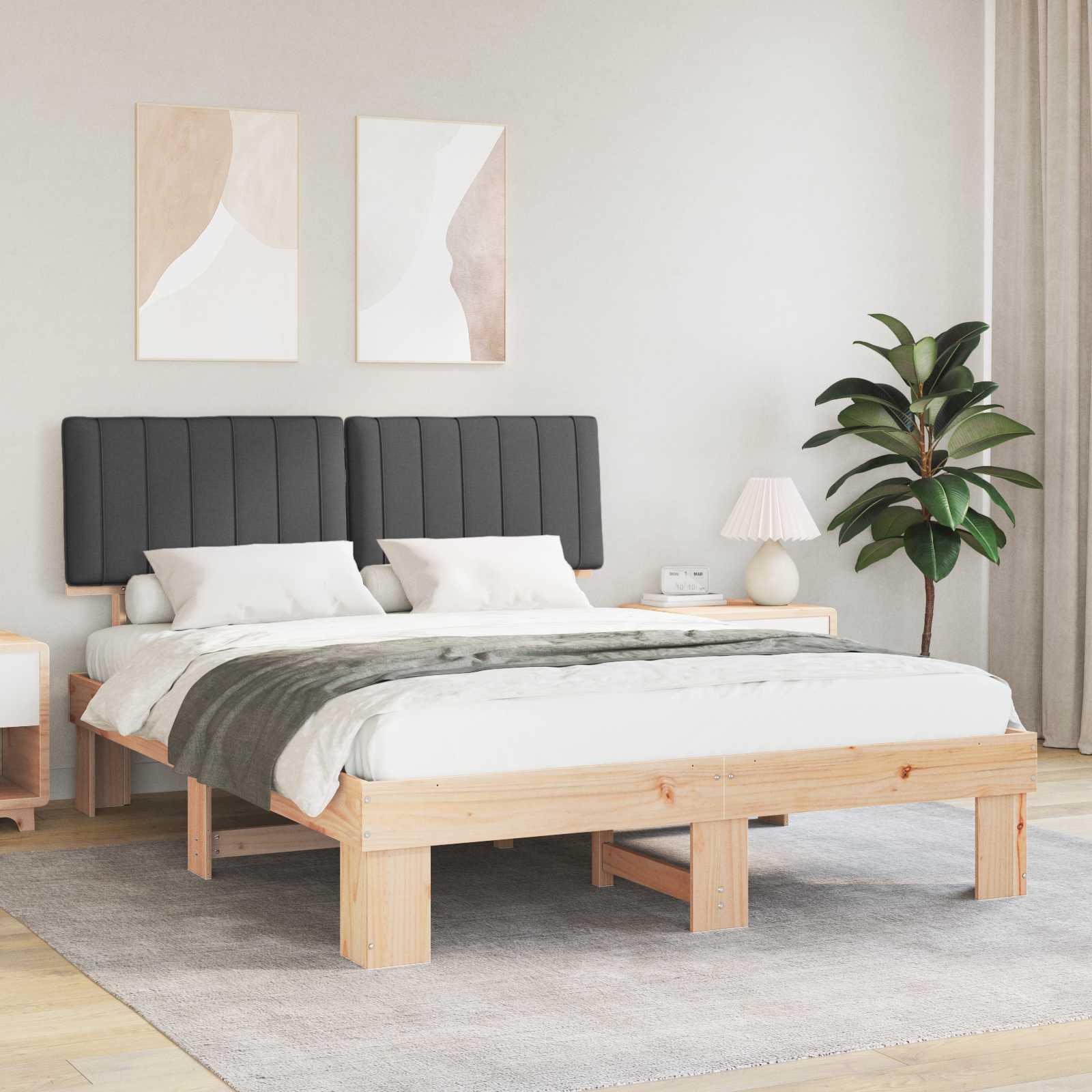 Bettgestell mit gepolstertem Kopfteil Dunkelgrau 160 x 200 cm