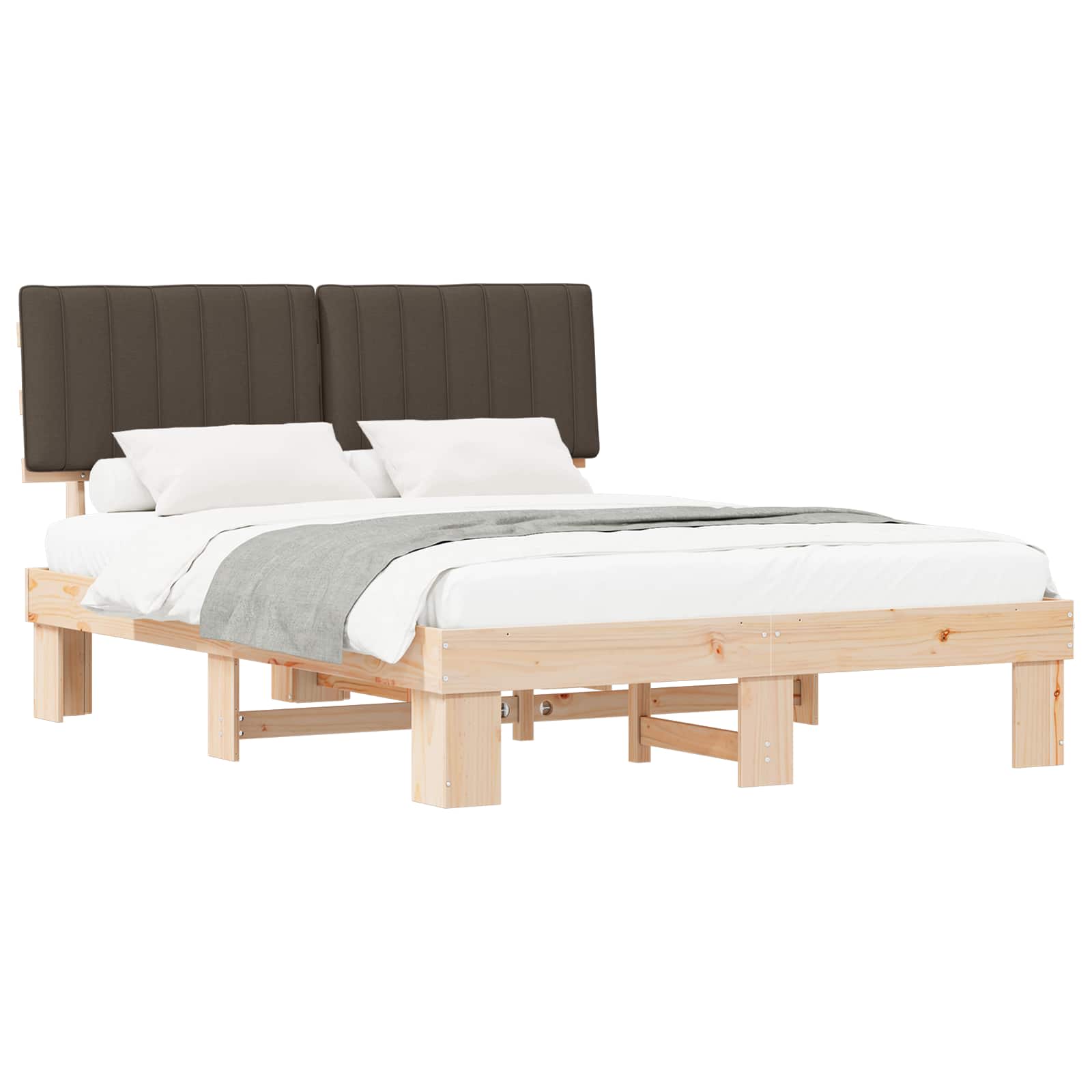 Bettgestell mit gepolstertem Kopfteil Taupe 160 x 200 cm