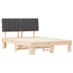 Bettgestell mit gepolstertem Kopfteil Dunkelgrau 140 x 190 cm