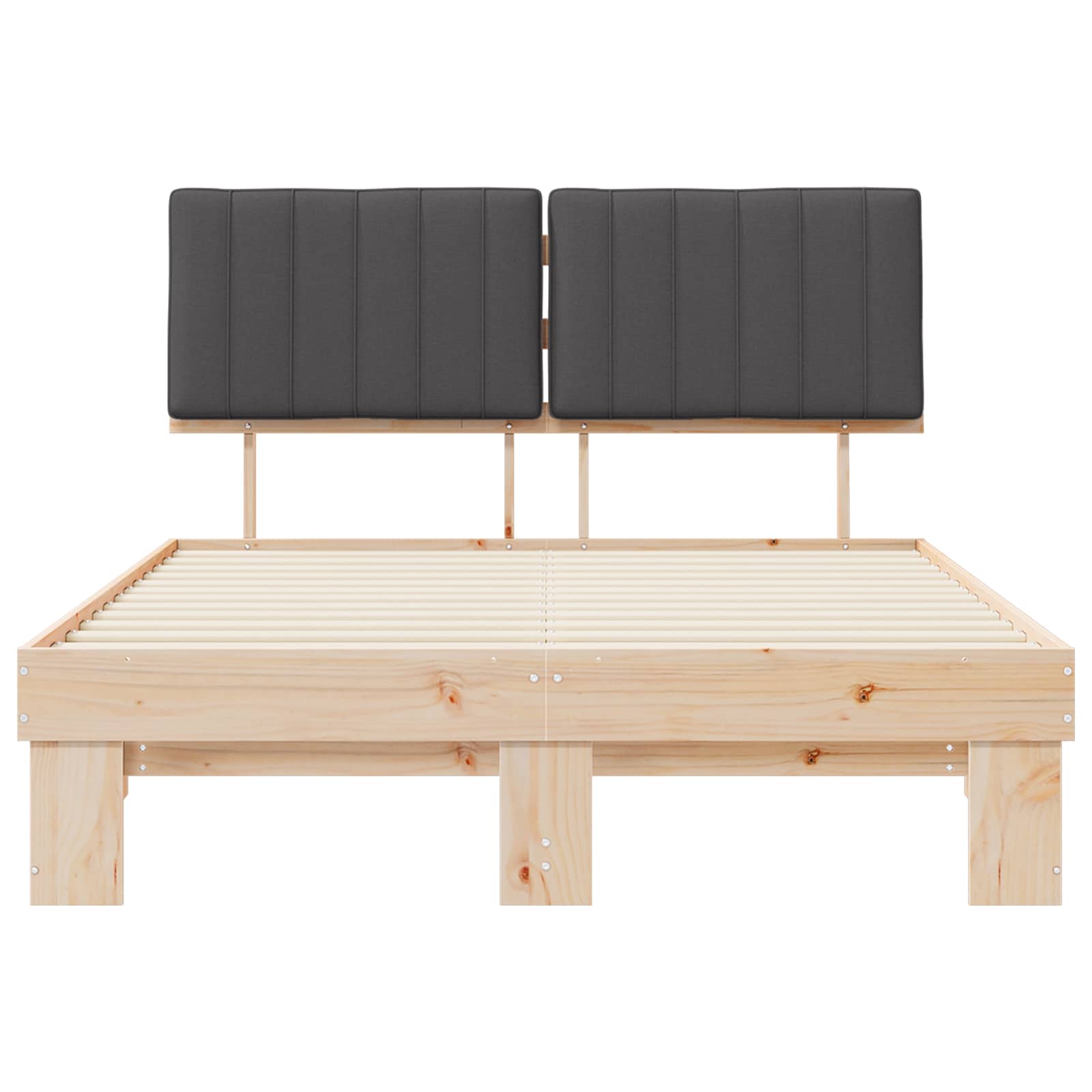 Bettgestell mit gepolstertem Kopfteil Dunkelgrau 140 x 190 cm
