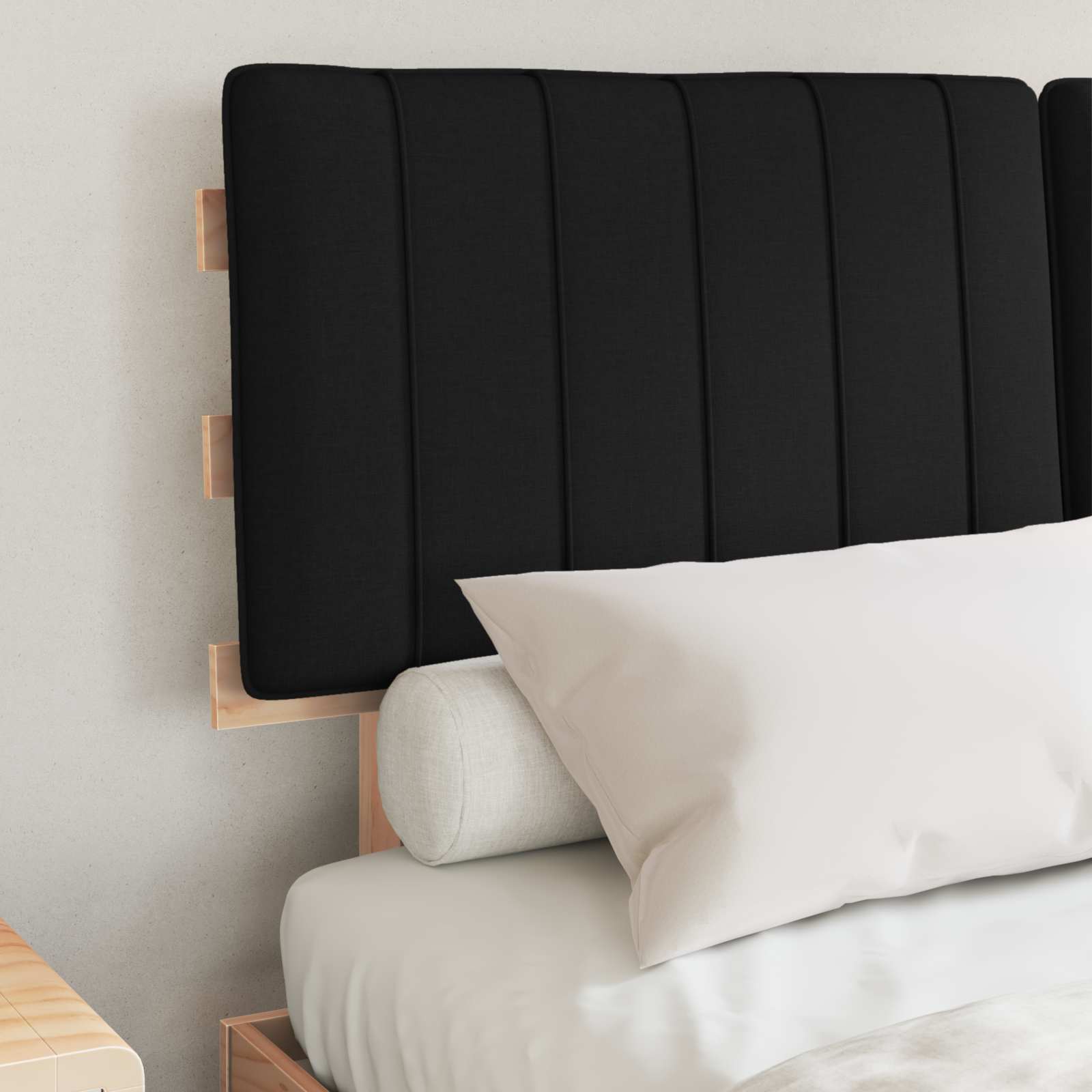Bettgestell mit gepolstertem Kopfteil Schwarz 140 x 190 cm