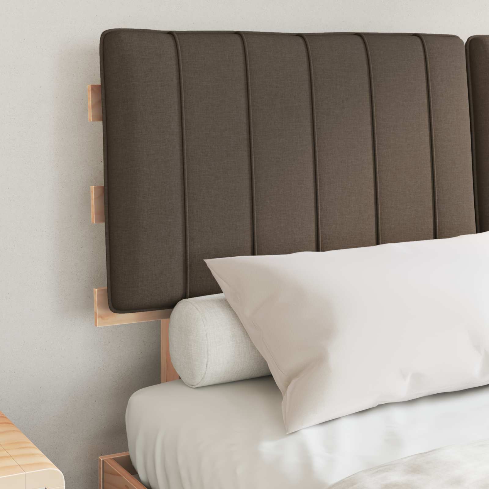 Bettgestell mit gepolstertem Kopfteil Taupe 140 x 190 cm